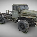 Vintage GAZ Old Truck With Rusty Body Large Tires And Exposed Chassis
