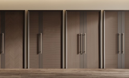 Modern double door double door combination swing door wooden door electronic door security door 3d model