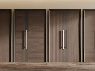 Modern double door double door combination swing door wooden door electronic door security door 3d model