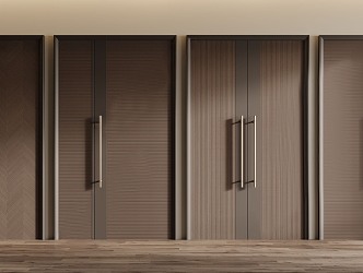 Modern double door double door combination swing door wooden door electronic door security door 3d model