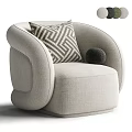 Stylish Single Seater Sofa With Beige Fabric Geometric Cushion And Black Decorative Ball