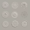 White Decorative Ceiling Medallions With Various Ornate Patterns And Different Designs
