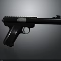 Modern Black Tactical Pistol Featuring Metal Rail Sleek Design On Gray Background With Reflection