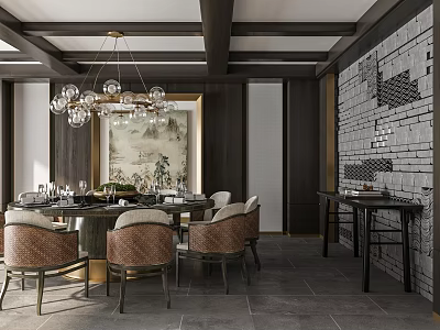 New Chinese Room Restaurant Room 3d model