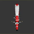 Red Classic Motorcycle with Silver Seat Chrome Details and Shiny Reflective Surface