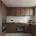 Modern Kitchen Interior Design With Wooden Cabinets Stainless Steel Appliances Black Countertops And Natural Light