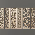 Wooden Room Dividers With Six Different Intricate Carved Patterns For Interior Design
