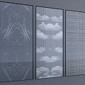 Modern Decorative Room Dividers With Abstract Lines Cloud Patterns And Grid Design