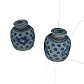 Two Ceramic Jars with Blue and White Traditional Patterns for Home Decor 3d model