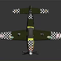 Space Themed Green Model Aircraft With Checkered Wings And Colorful Nose