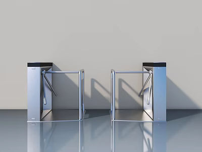 Modern Stainless Steel Swing Door Double Gate With Silver Finish And Access Control 3d model