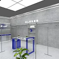 Contemporary Clothing Store Exterior With Mannequin Display And Interior Clothing Racks Plus Decorative Plants