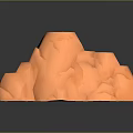 Natural Orange Low Poly Rock Landscape With Black Background And Reflection 3d model