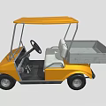 Yellow Golf Cart With Canopy Top And Open Cargo Bed Design