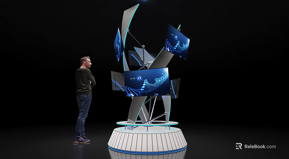 Modern Commercial Equipment with Multi Screen Interactive Display and Stylish Base for Business Exhibitions 3d model 
