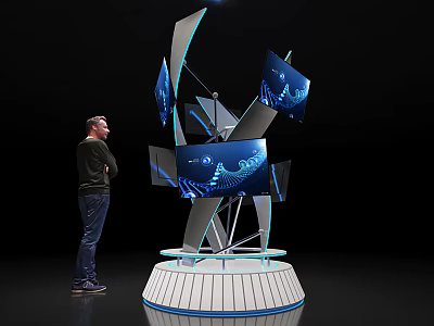 Modern Commercial Equipment with Multi Screen Interactive Display and Stylish Base for Business Exhibitions 3d model
