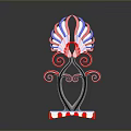 Red Blue And White Decorative Furniture With Spiral Design And Striped Base