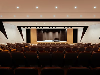 Cultural Center Auditorium Interior Design With Rows Of Seats And Stage Lighting 3d model