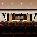 Cultural Center Auditorium Interior Design With Rows Of Seats And Stage Lighting