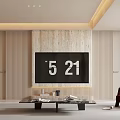 Modern Minimalist Cream Tone Living Room With Comfortable Leather Sofa And Soft Upholstered Background Wall