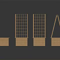 Wooden Garden Fences with Square Planter Bases Various Grid Designs and Triangular Top Structure