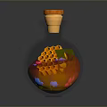 Decorative Glass Bottle With Cork Stopper And Colorful Interior Design Elements