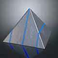 Geometric Pyramid Shaped Object With Gray Surface Blue Stripes And Metallic Reflection 3d model