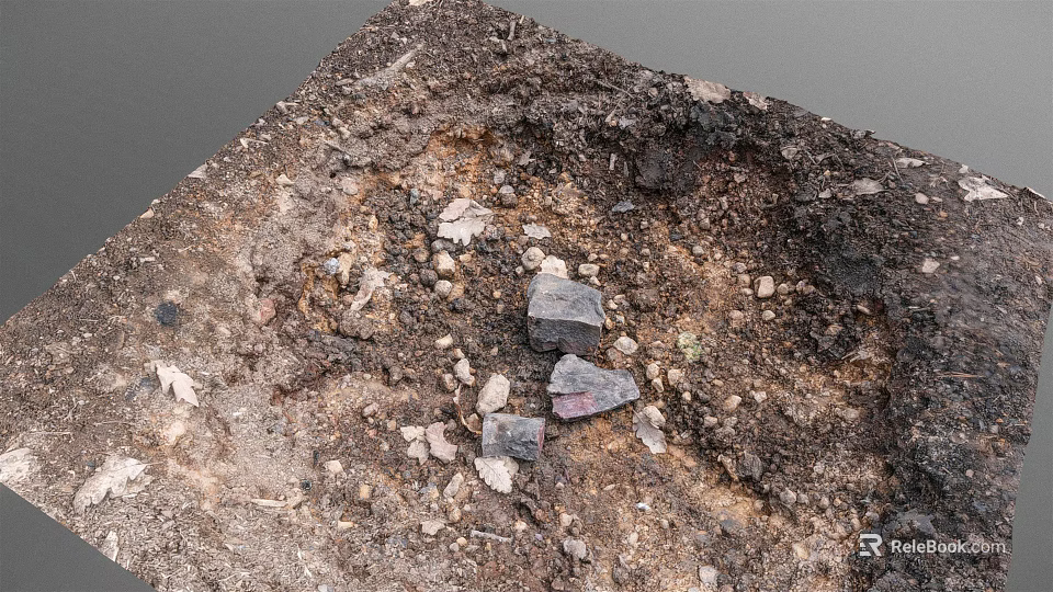 Natural Soil Surface With Mixed Stones And Small Rocks 3d model 