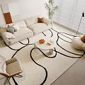 Modern Sofa Coffee Table Combination Lazy Sofa Green Planting Side Table Leisure Chair Picture Floor Lamp 3d model