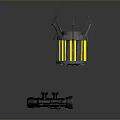 Futuristic Black Cylindrical Device And Circular Mechanical Component With Yellow Stripes