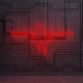 Decorative Neon Lights For Houston Rockets Logo With Grid Background And Red Blue Accents