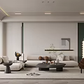 Modern Living Room Design Featuring Sofa Coffee Table Decorative Chair Bookshelf Plant And Floor Lamp