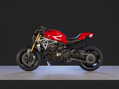 Red Modern Motorcycle With Sleek Body Black Seat And Metallic Frame 3d model