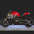 Red Modern Motorcycle With Sleek Body Black Seat And Metallic Frame