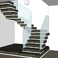 Modern Floating Staircase Design With Marble Steps Metal Frame And Ambient Lighting 3d model