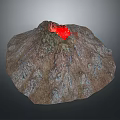 Garden Landscape Design Featuring Volcanic Model With Red Lava Peak 3d model