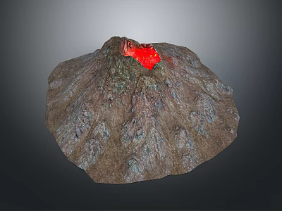 Garden Landscape Design Featuring Volcanic Model With Red Lava Peak 3d model