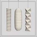 Modern Cream White Pendant Lights With Three Textured Geometric Shapes Design