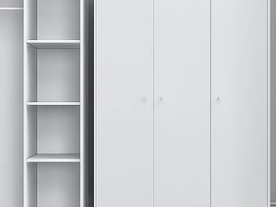 Modern White Dresser With Multiple Doors And Open Shelves Storage Design 3d model