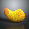 Fresh Ripe Mango With Yellow Orange Speckled Skin Curved Shape on Dark Surface with Reflection