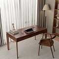 Modern Quiet Ancient Style Desk and Chair 3d model