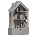 Pink And White House Shaped Bookshelves With Drawers Toys And Books