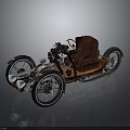 Classic Vintage Tricycle Featuring Red Leather Seat Black Metal Frame And Large Wheels