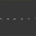 Cartoon Game And Movie Character Figurines With Various Designs Arranged On Dark Gradient Background