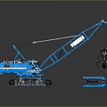 Detailed Lego Blue Tracked Crane Toy With Minifigure And Construction Parts