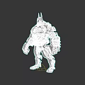 Game Movie Character 3D Model Muscular Build Bat Like Ears Open Mouth Mechanical Arms