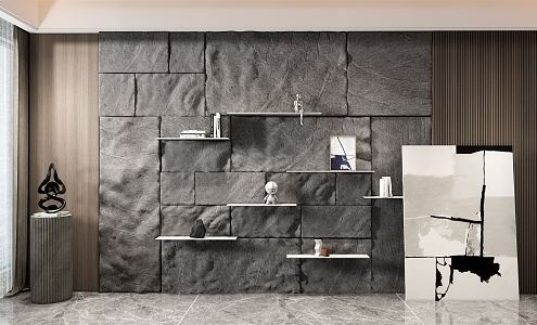 Modern background wall Stone background wall 3d model