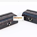 Decorative Ornament Set With Two Vintage Wooden Boxes Metal Clasps And Textured Design