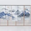 New Chinese-style roller shutter Landscape curtain roller shutter 3d model