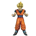 Anime Character Doll Featuring Golden Spiky Hair Orange Outfit Blue Belt And Fist Clenched Pose